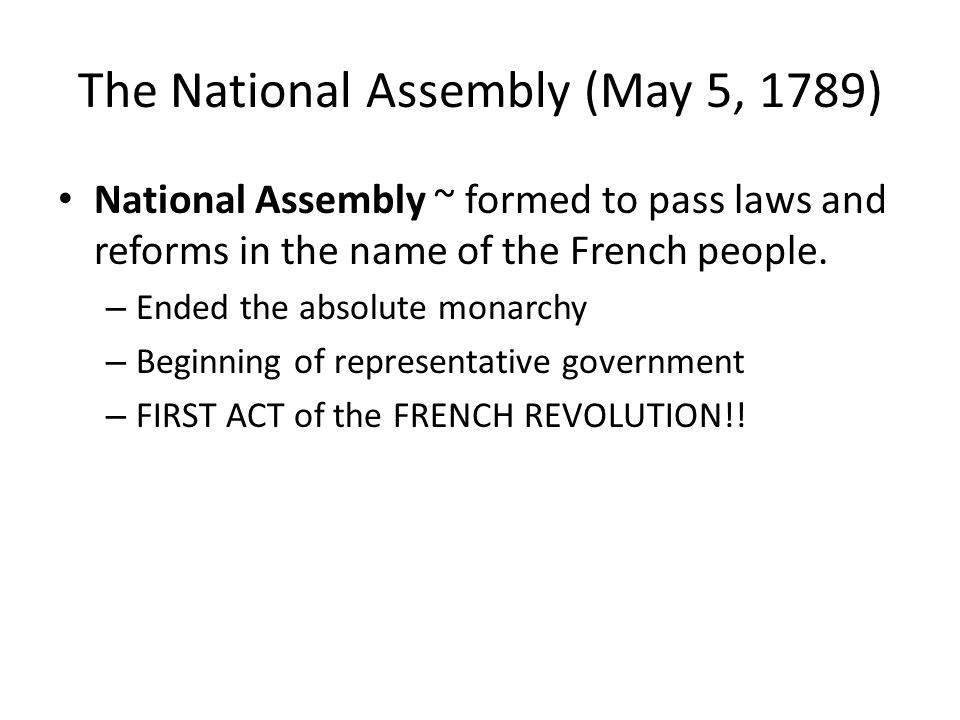 Formation of the national assembly